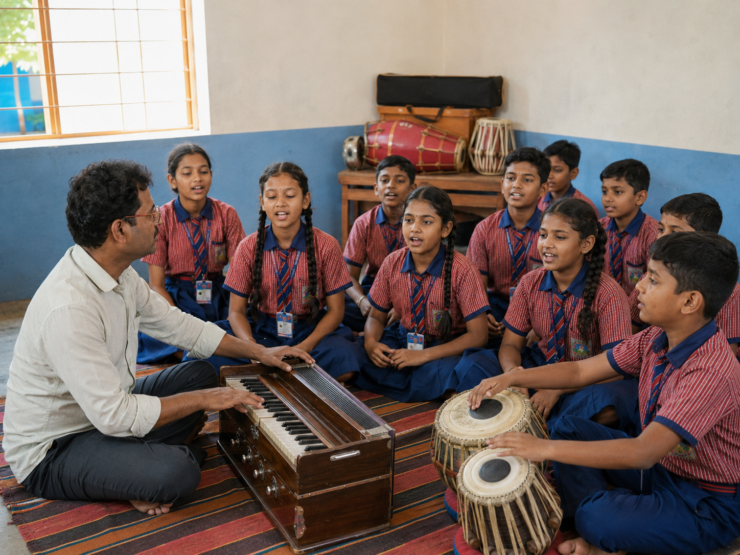 Students in a music and activity class at VISION Z ACADEMY